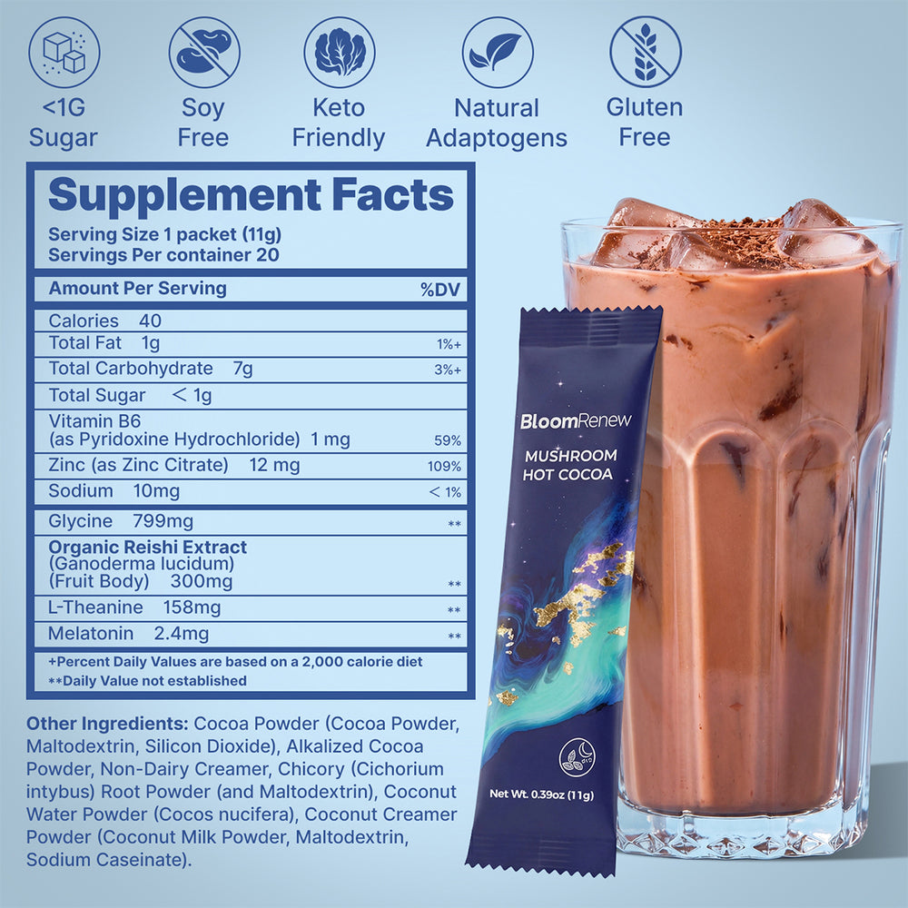 Functional ingredients in BloomRenew nighttime cocoa